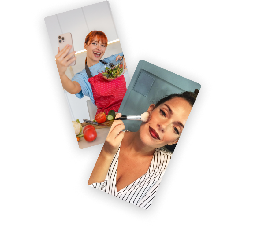 Screenshot d'écrans de téléphone avec image d'influenceurs